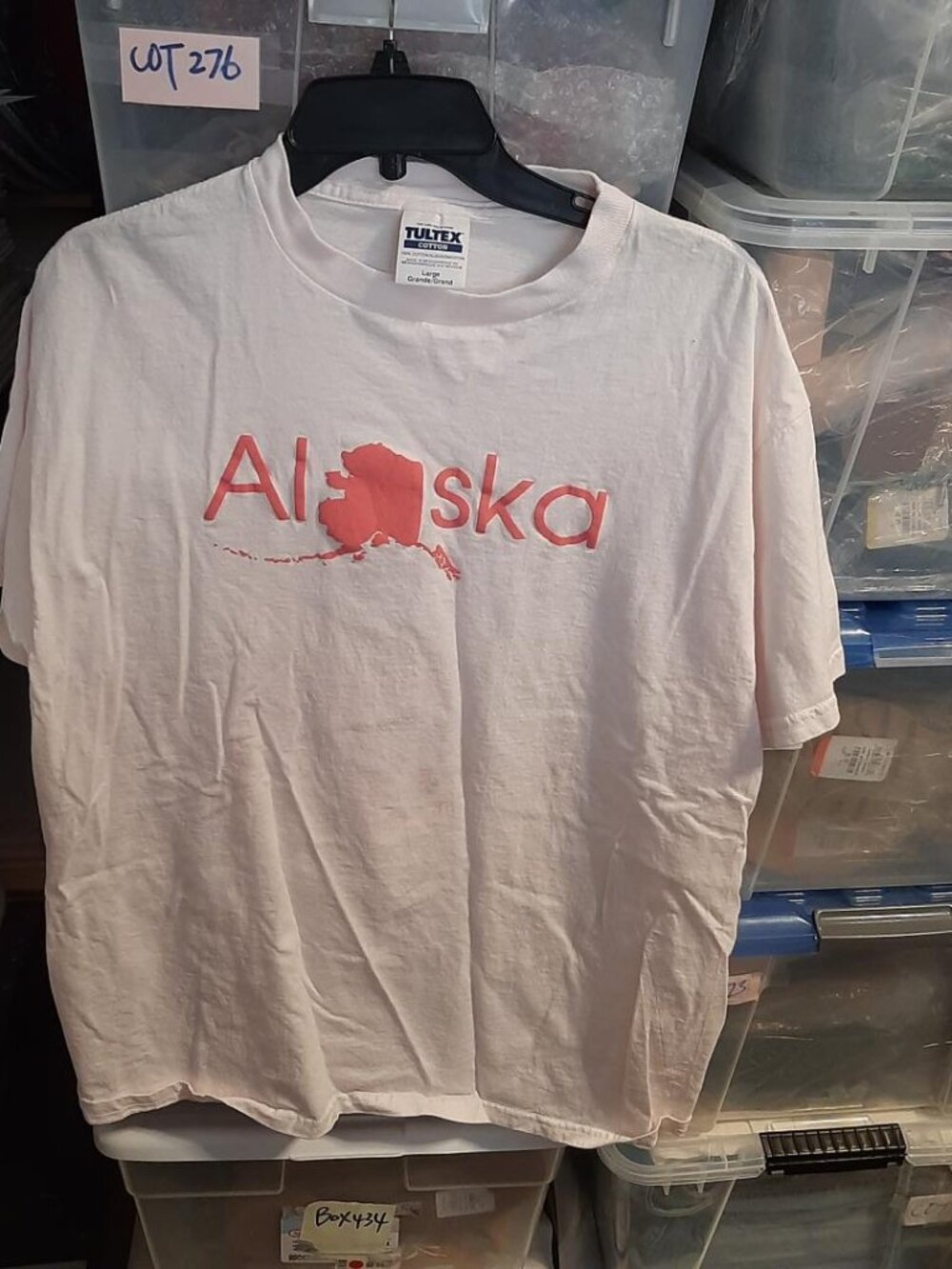 Tultex Cotton TShirt Red Screen Printed Graphic State Alaska Replace Letter A L